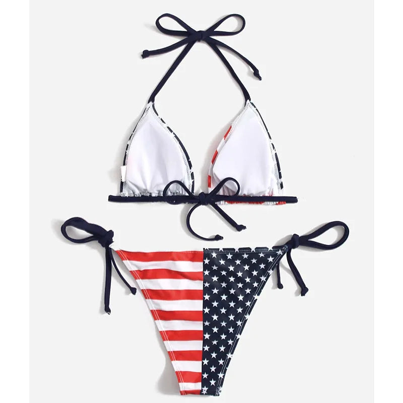 July 4th Joy Patriotic 2-Piece String Swimwear for Every U.S.