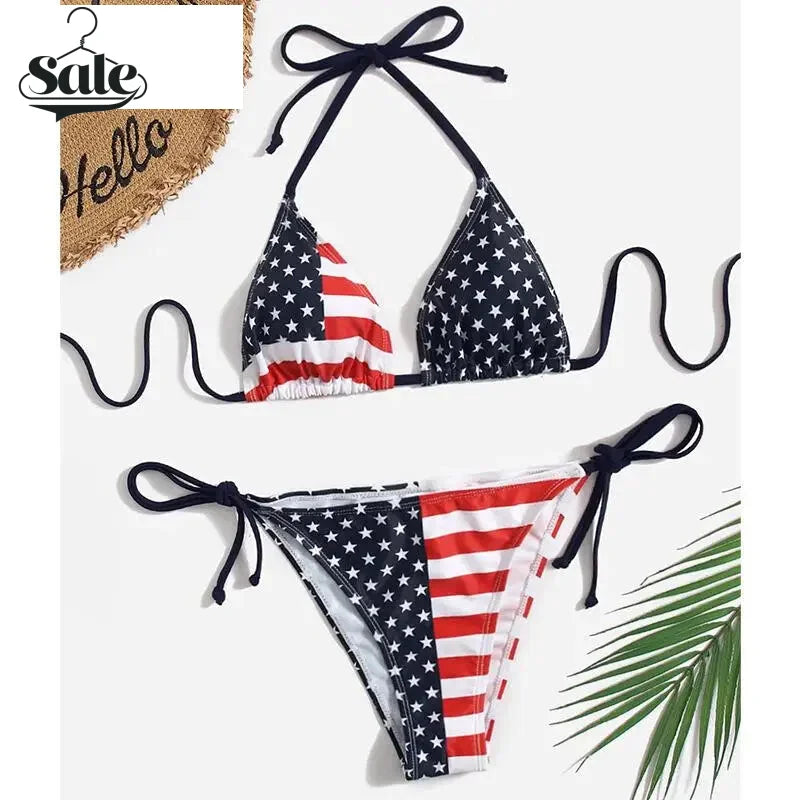 July 4th Joy Patriotic 2-Piece String Swimwear for Every U.S.