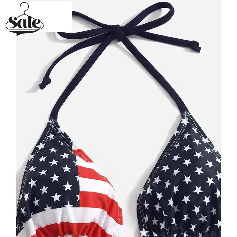 July 4th Joy Patriotic 2-Piece String Swimwear for Every U.S.