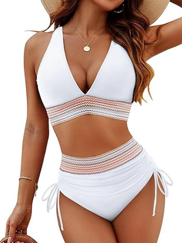 Halter Top & High-Waisted Bikini - Two-Piece Swimsuit Swimwear