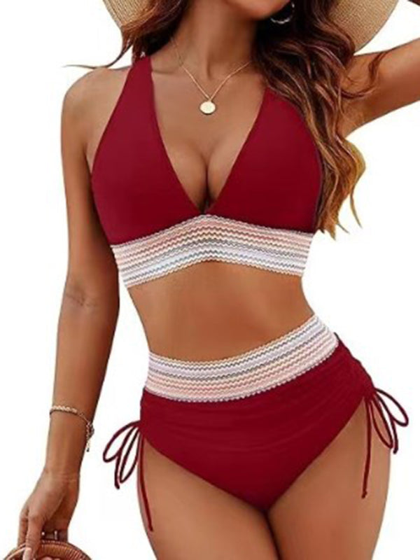 Halter Top & High-Waisted Bikini - Two-Piece Swimsuit Swimwear