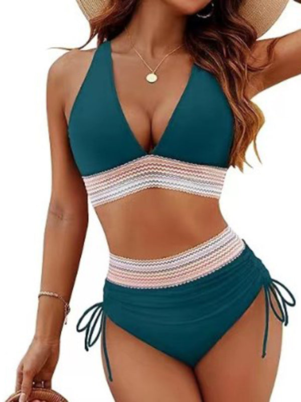 Halter Top & High-Waisted Bikini - Two-Piece Swimsuit Swimwear