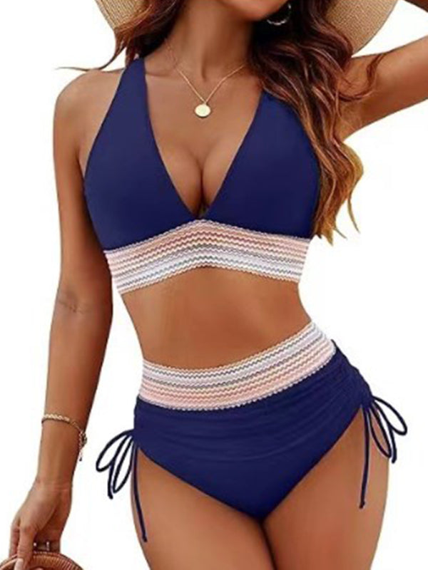 Halter Top & High-Waisted Bikini - Two-Piece Swimsuit Swimwear