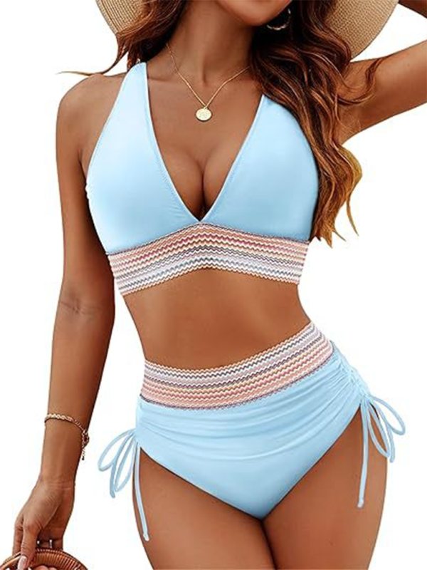 Halter Top & High-Waisted Bikini - Two-Piece Swimsuit Swimwear