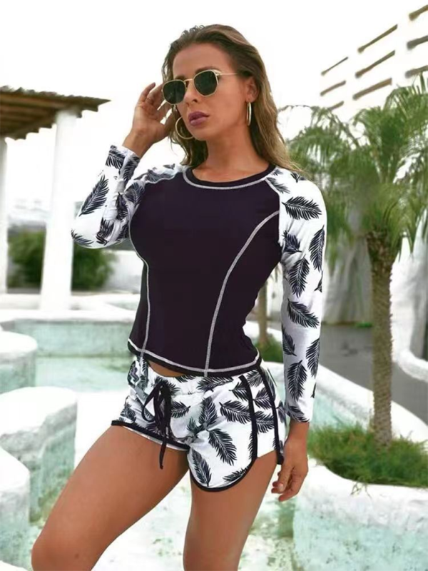 Long Sleeve Top & Shorts - Ideal for Women's Surfing Fun Swimwear