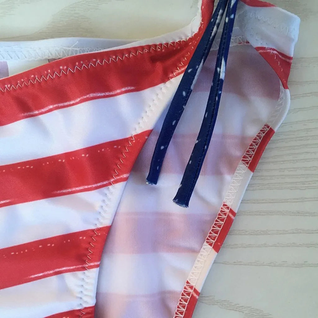 Patriotic Two-Piece Underwire American Flag Swimwear Swimwear