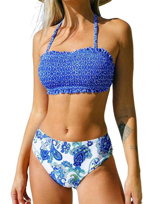 Summer Essentials Smocked Bandeau Bikini & Tube Top Set for Women