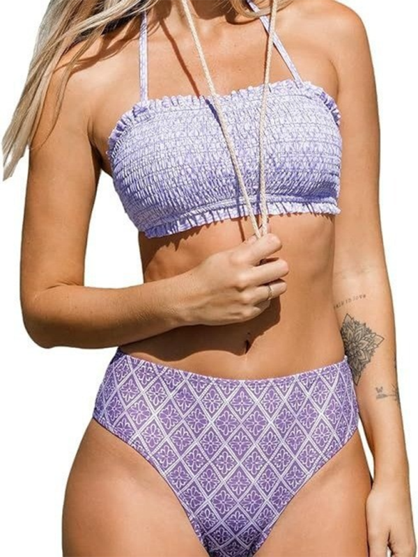 Summer Essentials Smocked Bandeau Bikini & Tube Top Set for Women