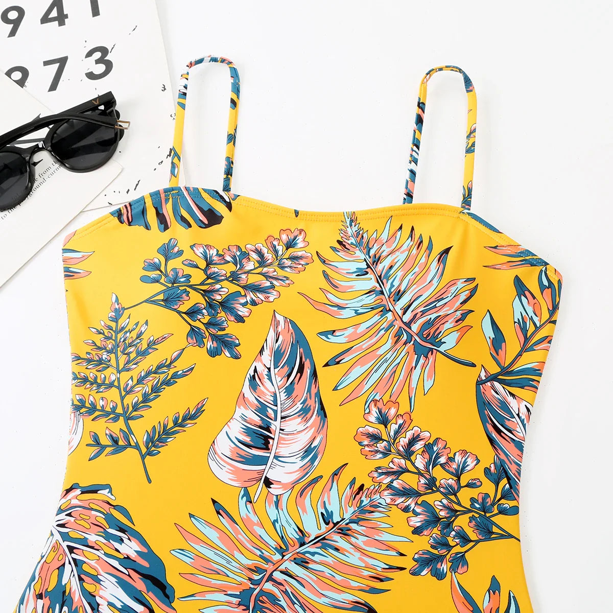 Tropical Botanical One-Piece Swimwear Swimwear