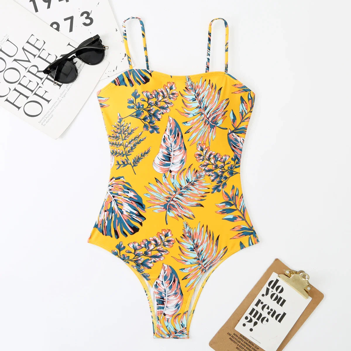 Tropical Botanical One-Piece Swimwear Swimwear