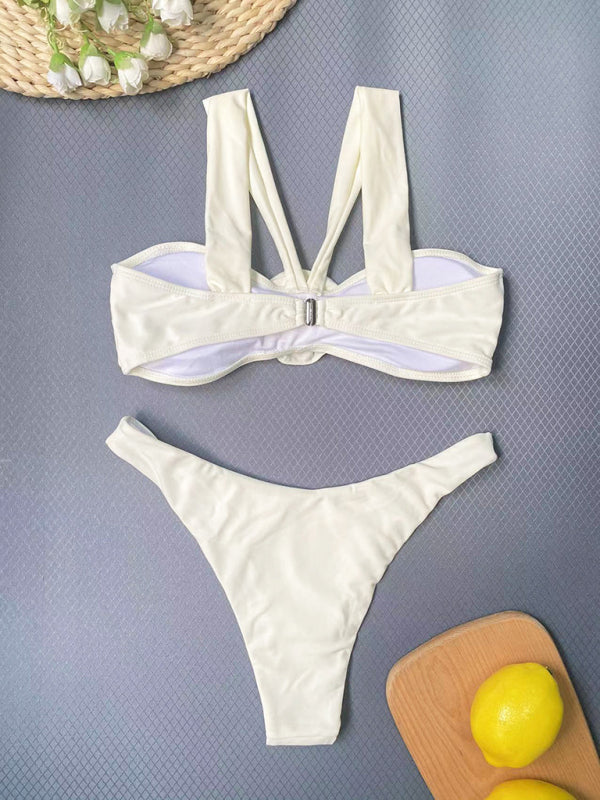 Wireless Halter Bra and Bikini Thong in a 2-Piece Flowers