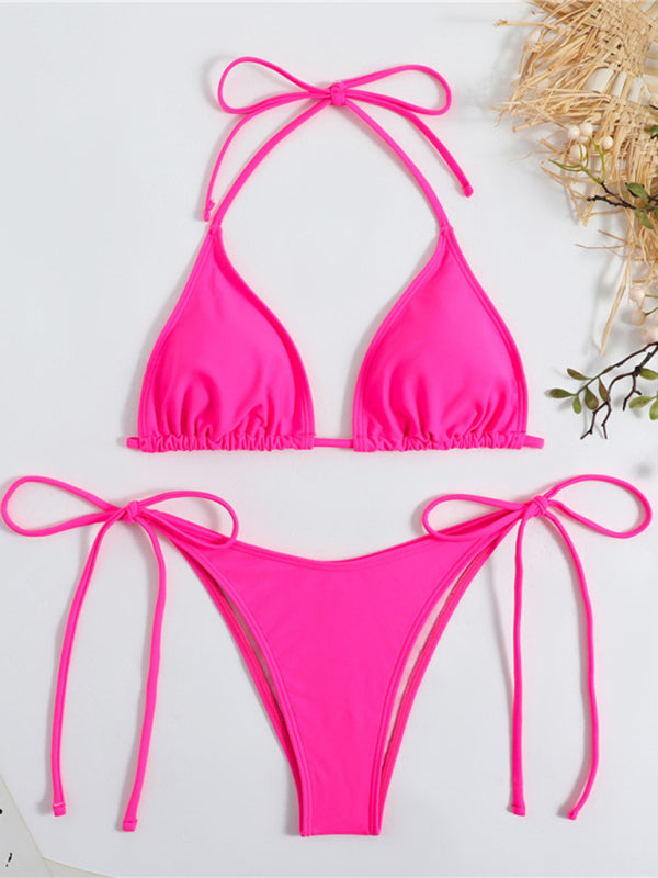 Vacay Essentials Solid 2-Piece Swimsuit - Triangle Bra & Tie-Side