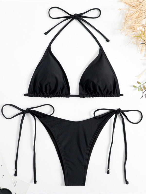 Vacay Essentials Solid 2-Piece Swimsuit - Triangle Bra & Tie-Side