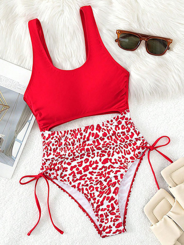 Women's Cutout Animal Print Swimsuit for Pool Parties Swimwear