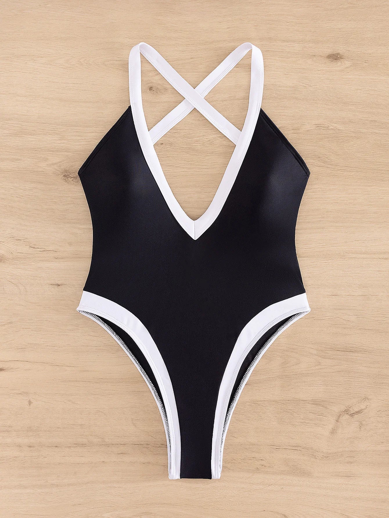 Women's One-Piece Swimwear with Contrast Binding for Aquatic