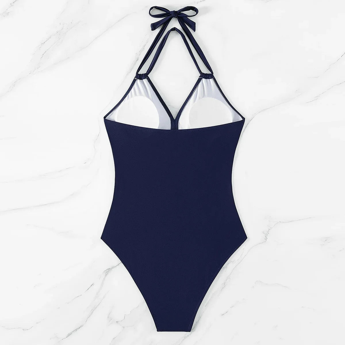 Women's Mesh-Accented Halter Push-Up One-Piece Swimwear Swimwear