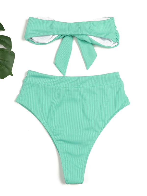 Women's High-Waist Bikini Set with Bandeau Top Bikinis