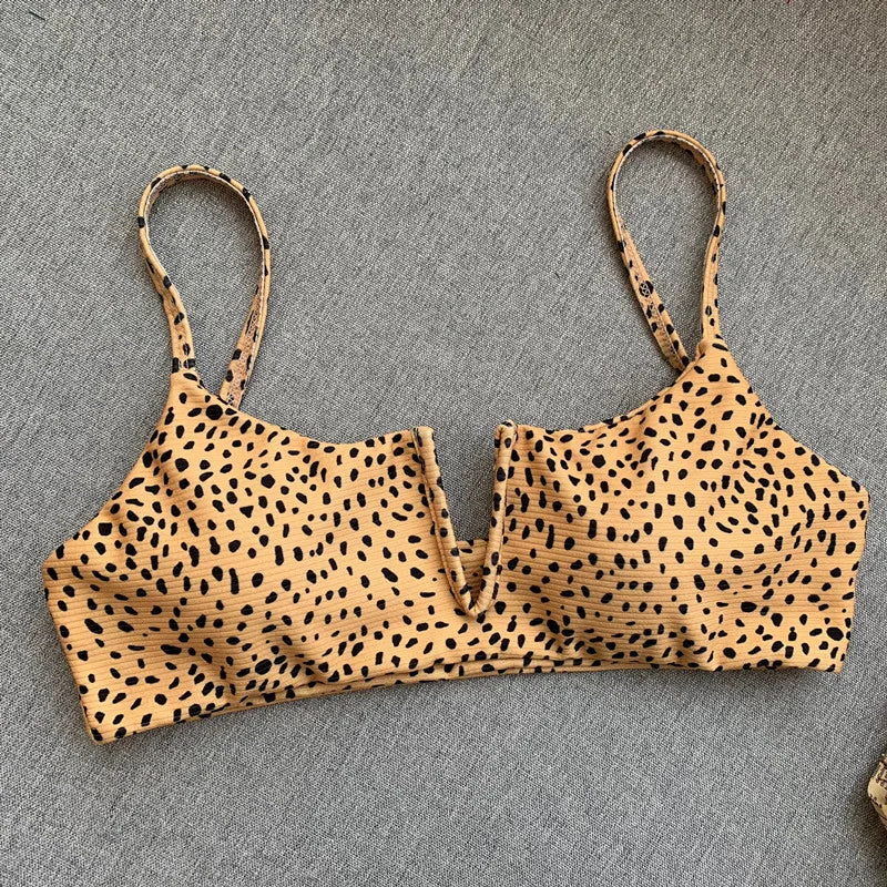 Women's Animal Print Swimwear V-Neck Bra & Bikini Swimwear