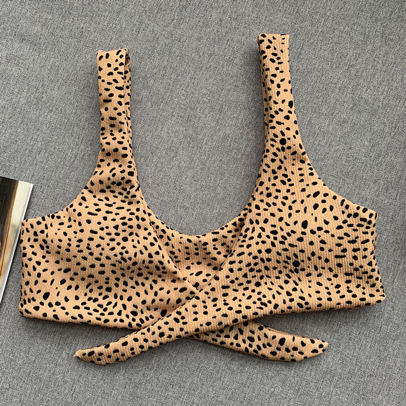 Women's Animal Print Swimwear V-Neck Bra & Bikini Swimwear