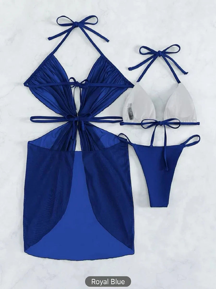 Women Ocean 3-Piece Swimwear with Cover-Up for Your Beach Day