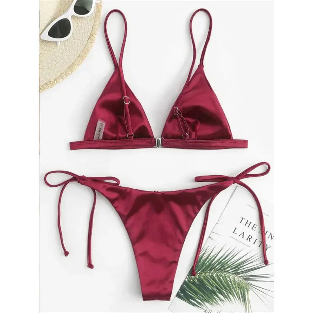 Women Satin Finish Bikini 2-Piece - Your Must-Have for Pool