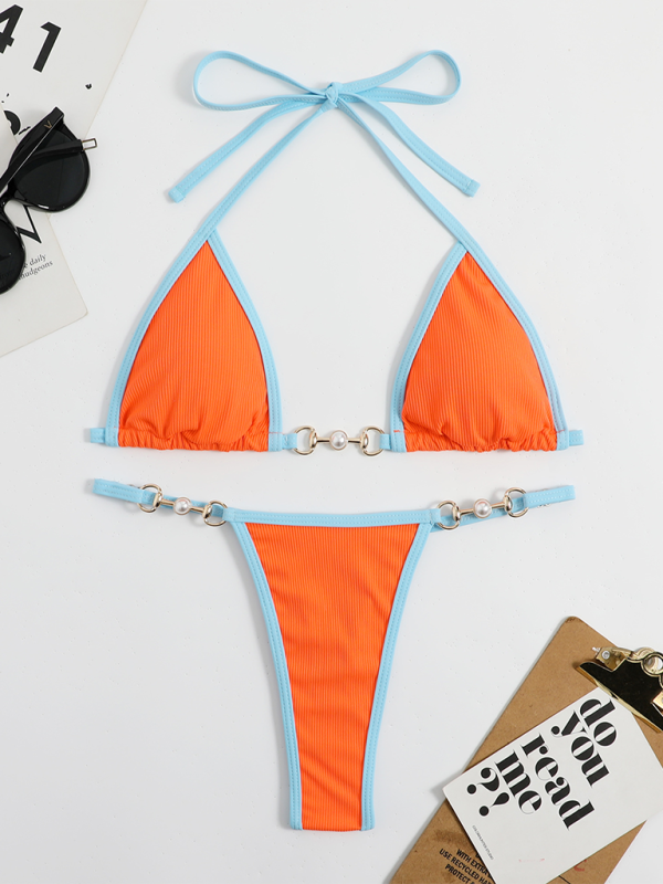 Women's Swimsuit Set with Micro Bikini & Triangle Bra in Binding