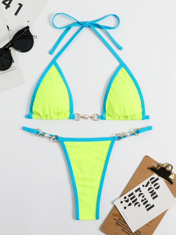 Women's Swimsuit Set with Micro Bikini & Triangle Bra in Binding