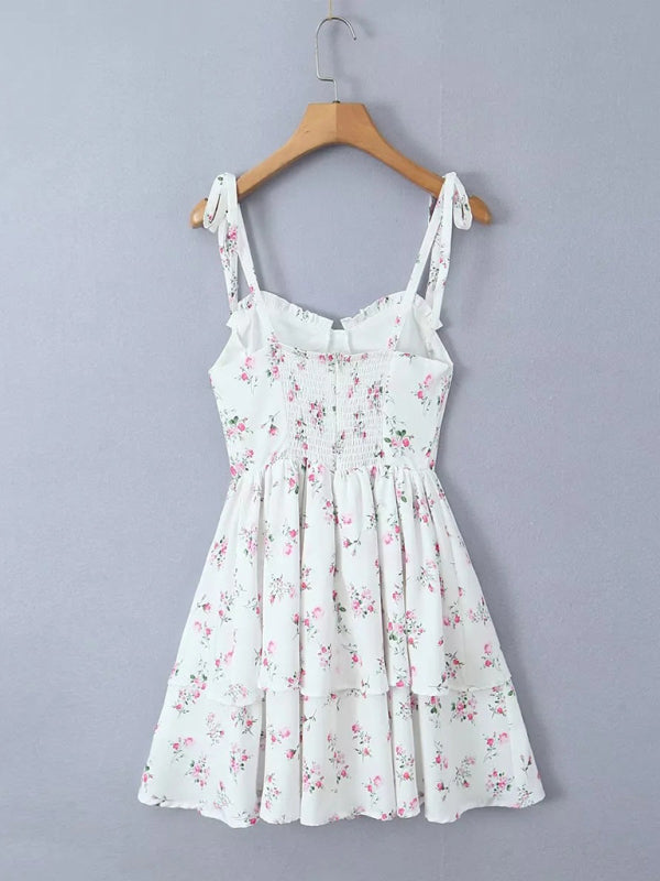 Women's Floral Sweetheart A-Line Layered Sundress with