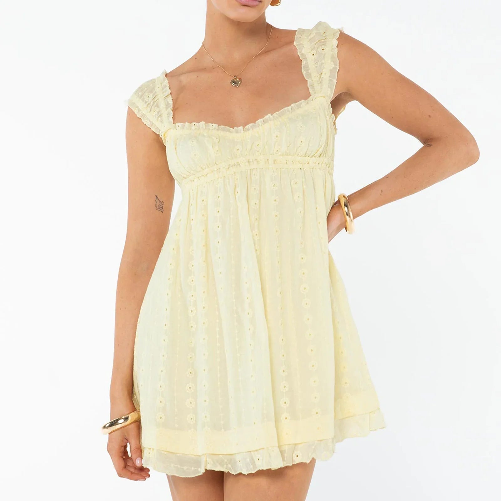 Cottagecore Romantic Eyelet Mini Dress	