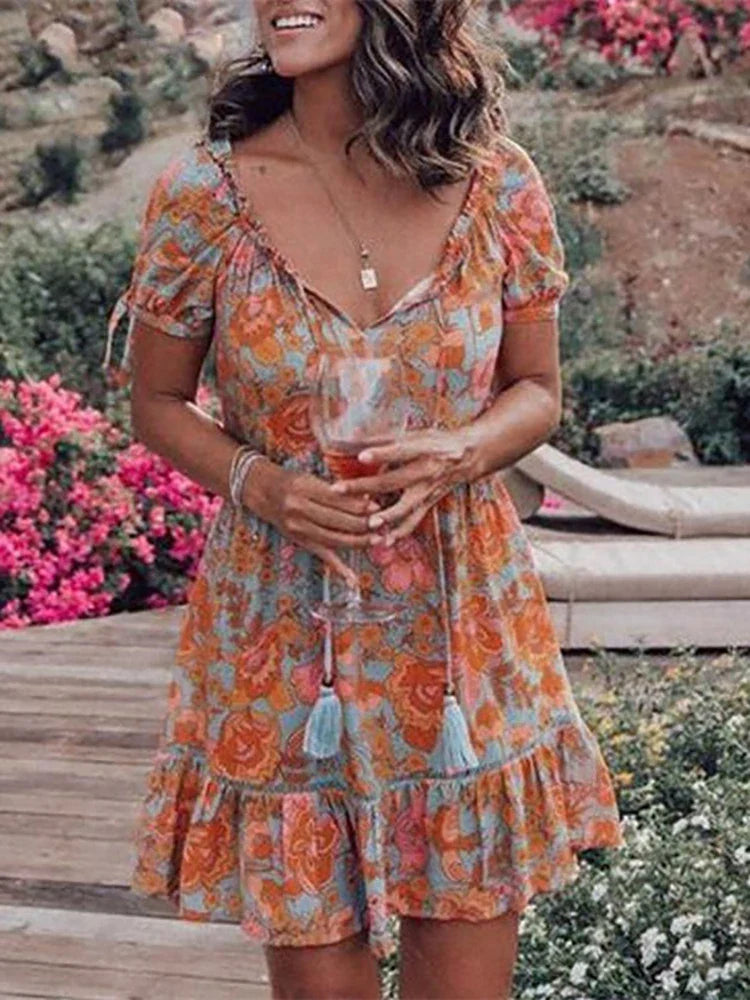 Women Floral Summer Dress for Summer Gathering Casual Dresses