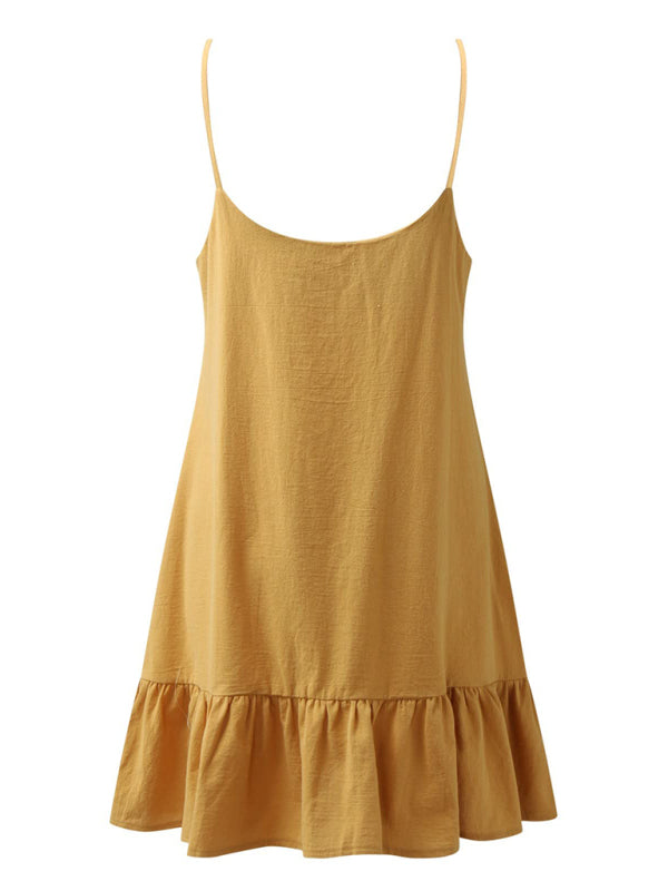 Essential Summer Cotton Cami Sundress with Ruffle Hem Summer