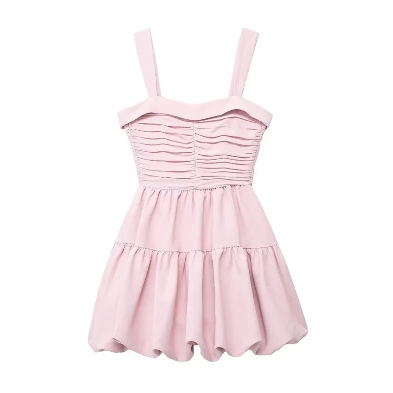 Romantic Blush Ruffled Dress for Sunny Days Mini Dresses