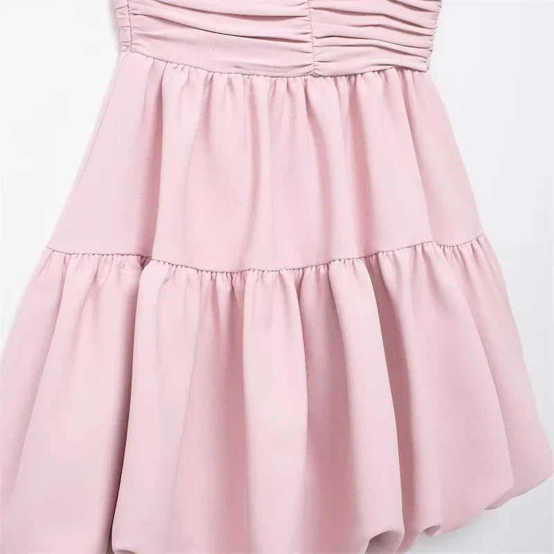 Romantic Blush Ruffled Dress for Sunny Days Mini Dresses