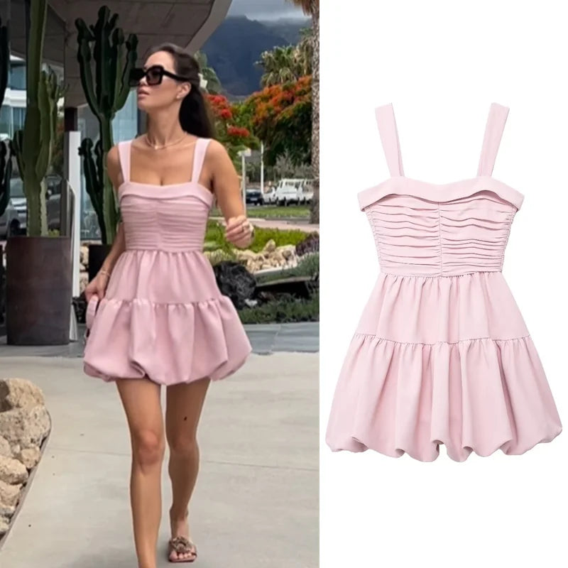 Sweet Blush Ruffled Dress for Sunny Outings	