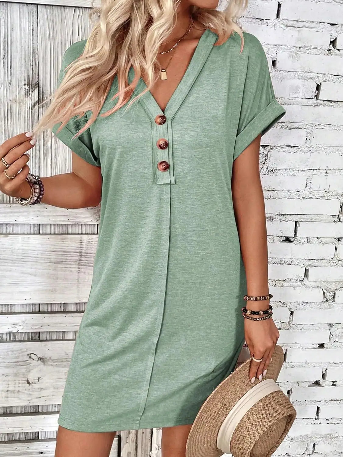 Comfy Cotton Blend T-Shirt Dress Casual Dresses