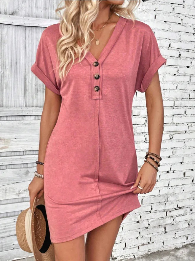 Comfy Cotton Blend T-Shirt Dress Casual Dresses