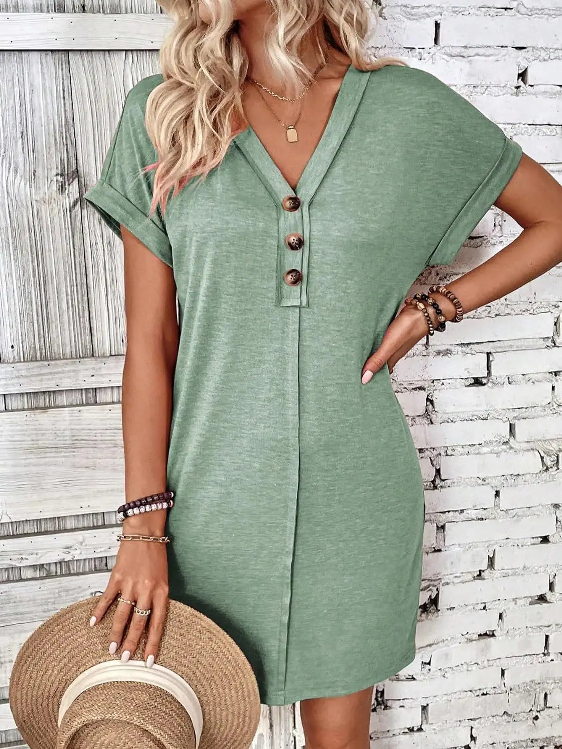 Comfy Cotton Blend T-Shirt Dress Casual Dresses