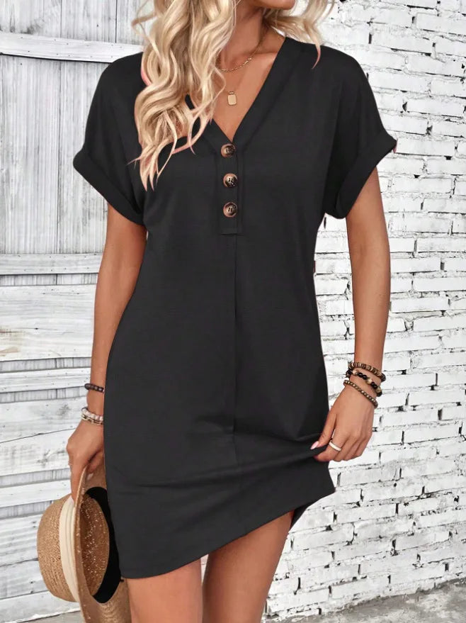 Comfy Cotton Blend T-Shirt Dress Casual Dresses