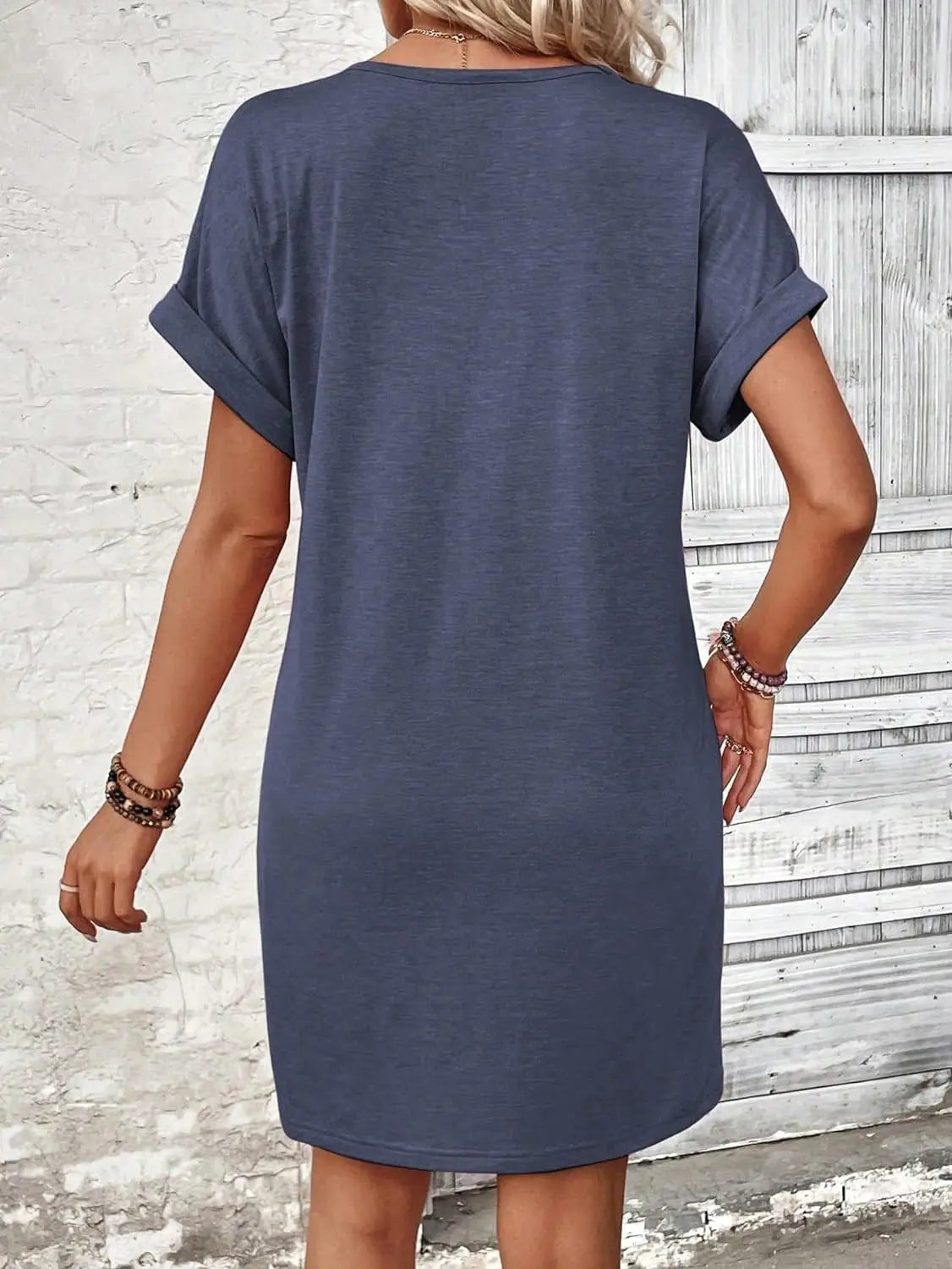 Comfy Cotton Blend T-Shirt Dress Casual Dresses