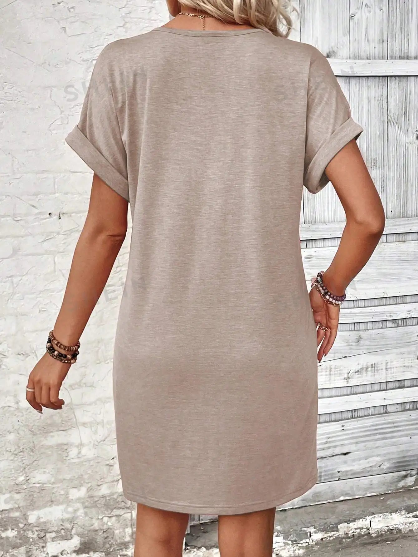 Comfy Cotton Blend T-Shirt Dress Casual Dresses