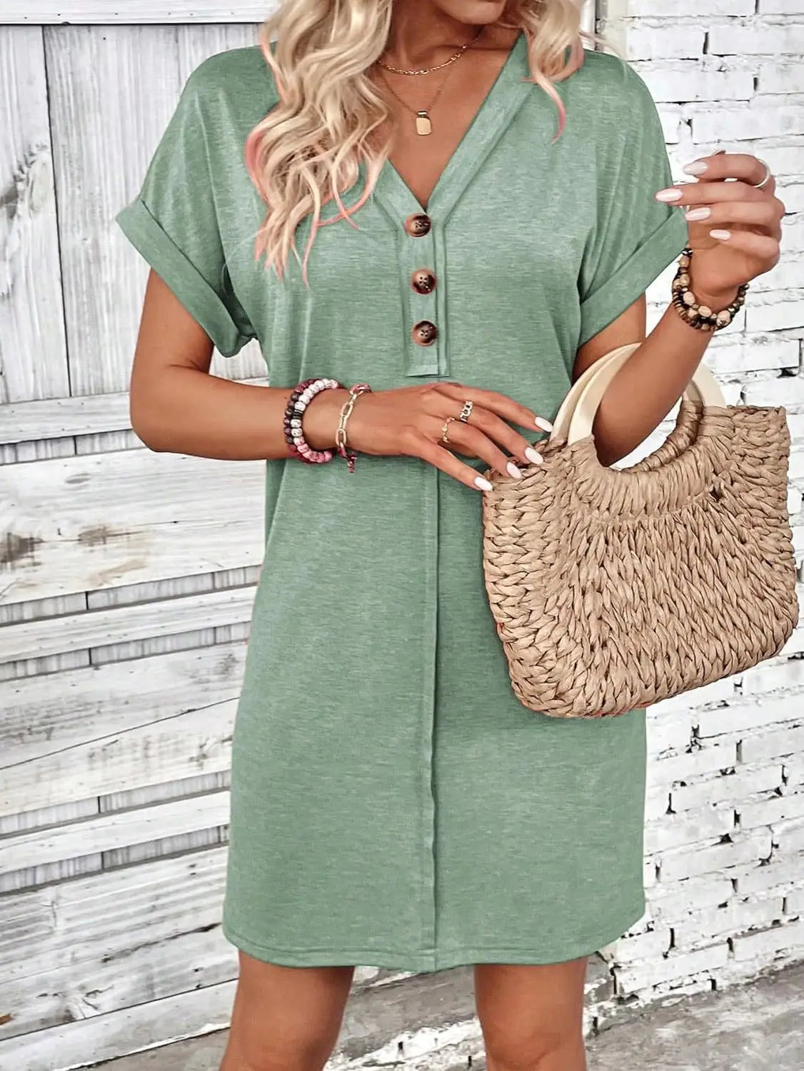 Comfy Cotton Blend T-Shirt Dress Casual Dresses