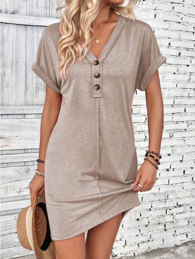 Comfy Cotton Blend T-Shirt Dress Casual Dresses