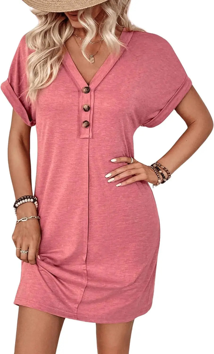 Comfy Cotton Blend T-Shirt Dress Casual Dresses