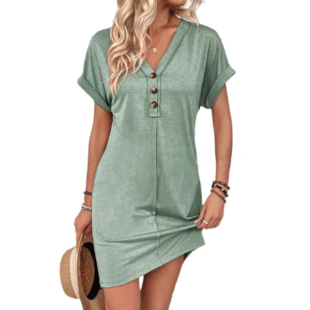 Comfy Cotton Blend T-Shirt Dress Casual Dresses