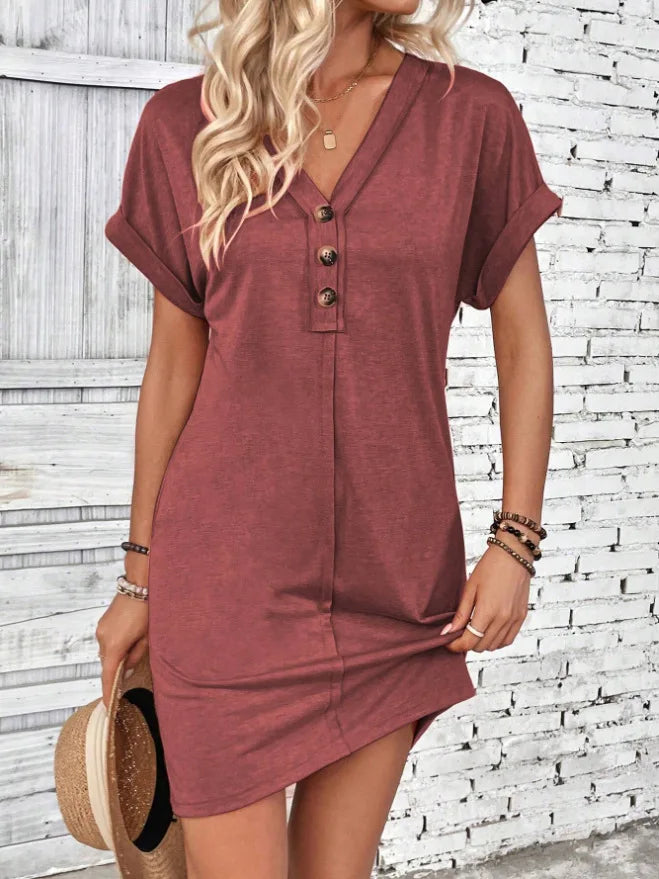 Comfy Cotton Blend T-Shirt Dress Casual Dresses