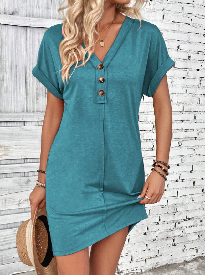 Comfy Cotton Blend T-Shirt Dress Casual Dresses