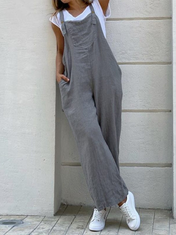 Baggy Bib Overalls in Cotton Linen – Essential Pantsuit	