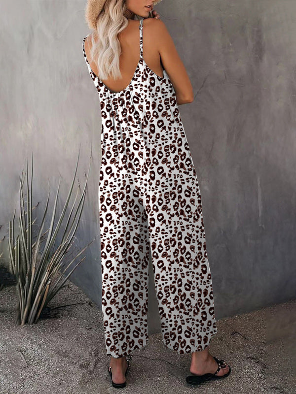 Leopard Print Jumpsuit with Pockets Jumpsuits