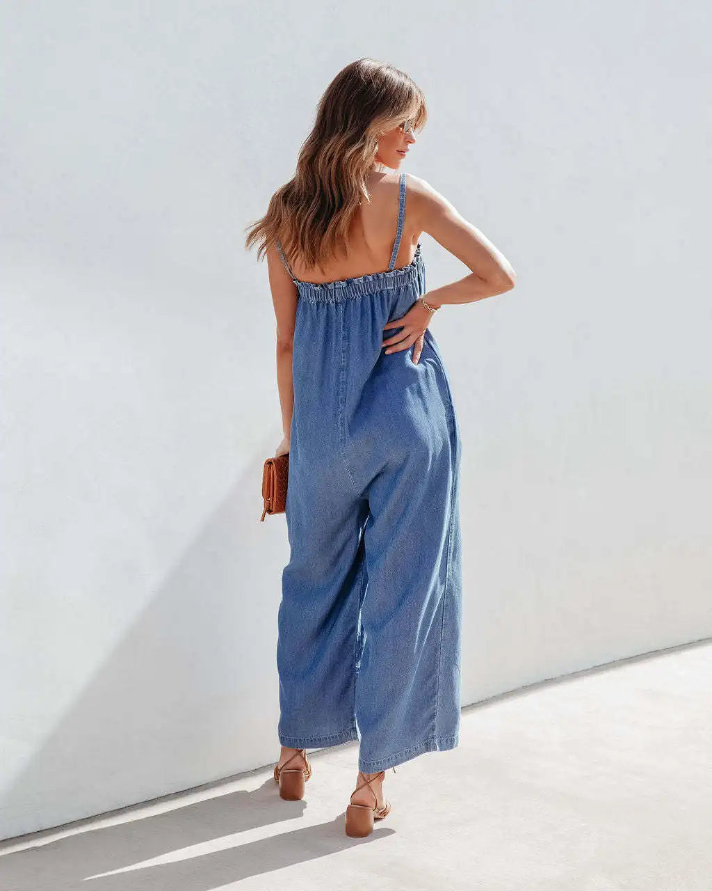 Relaxed Denim All-In-One Full-Length Women's Playsuit Jumpsuit