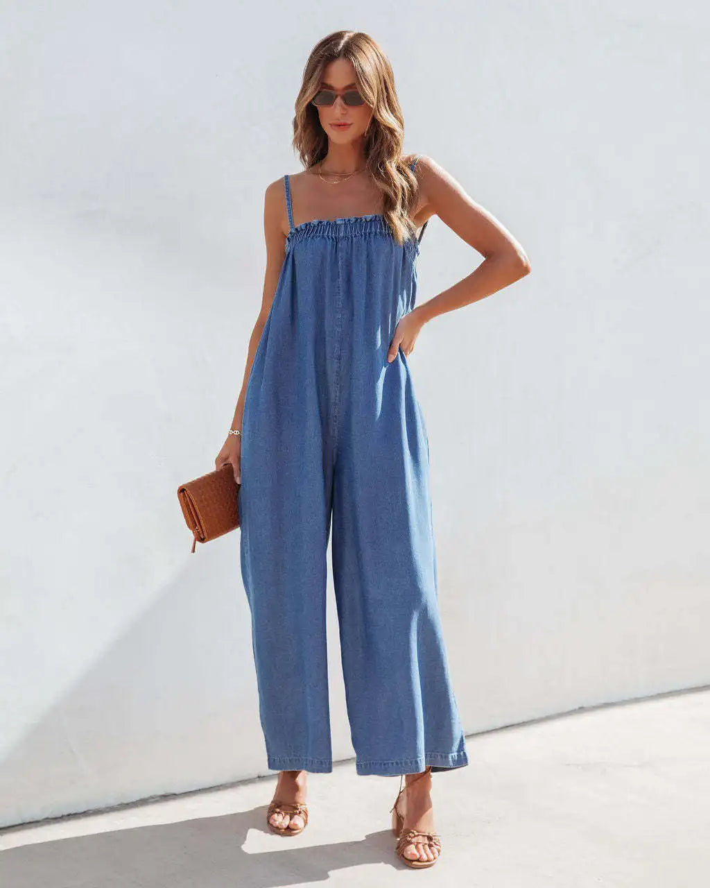 Relaxed Denim All-In-One Full-Length Women's Playsuit Jumpsuit